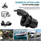 12V/24V Waterproof Car Power Outlet Socket with Protective Cover and Wiring Harness – Heavy Duty Panel Mount USB/Cigarette Lighter Style Socket