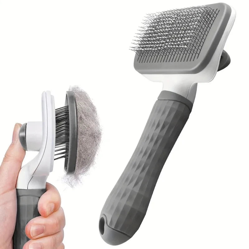 Self-Cleaning Slicker Brush for Dogs & Cats – Pet Grooming Comb & Hair Remover