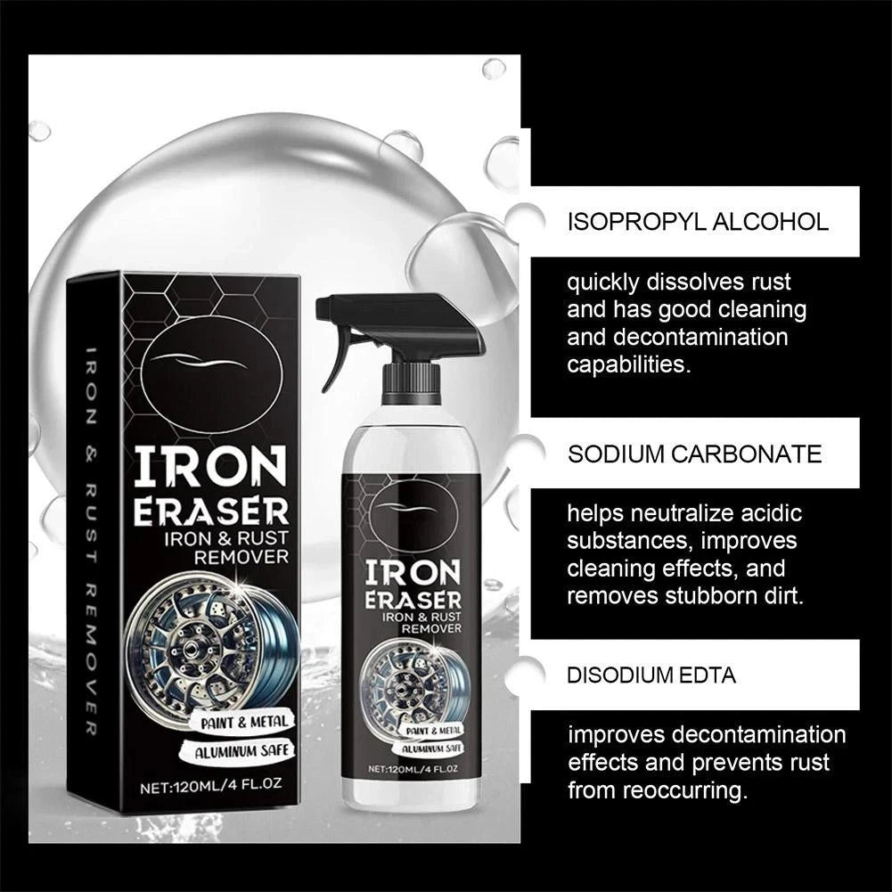 Iron Eraser Rust Remover Spray, Car Wheel Paint Brake Dust Fast Cleaner 120ML