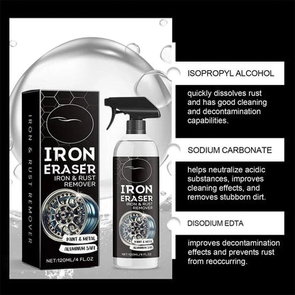 Iron Eraser Rust Remover Spray, Car Wheel Paint Brake Dust Fast Cleaner 120ML