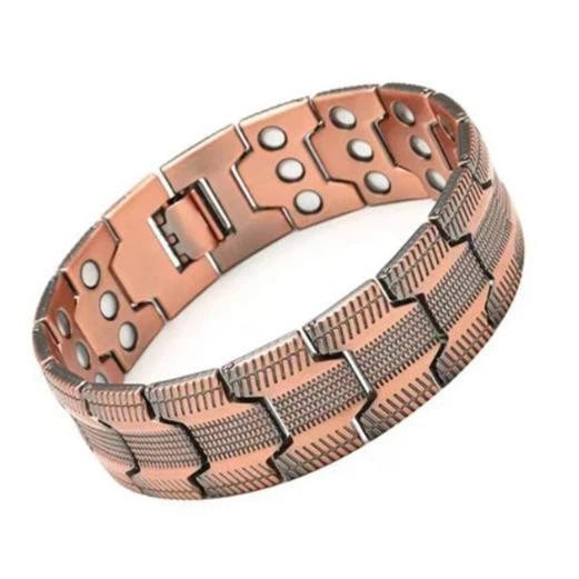 Elegant Rose Gold Magnetic Therapy Bracelet – Stylish Link Chain Bracelet with Copper-Tone Finish & Decorative Metal Design for Women & Men