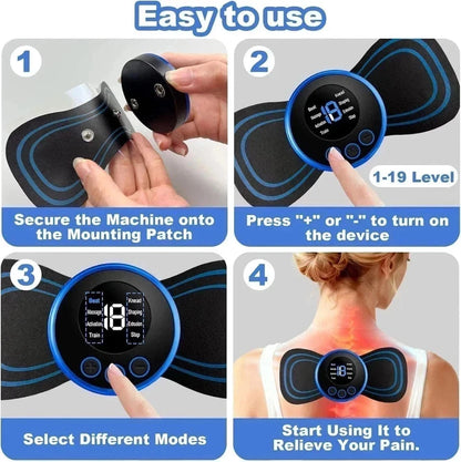 TENS Machine Pain Relief EMS Muscle Stimulator 8 Modes 19 Intensity Neck BACK UP