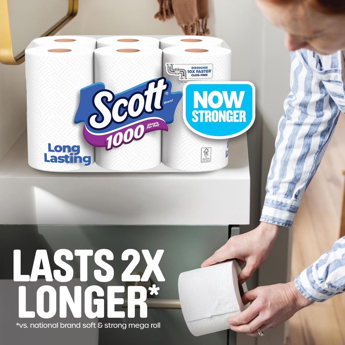 Scott 1000 Toilet Paper, 12 Rolls, 1,000 Sheets per Roll
